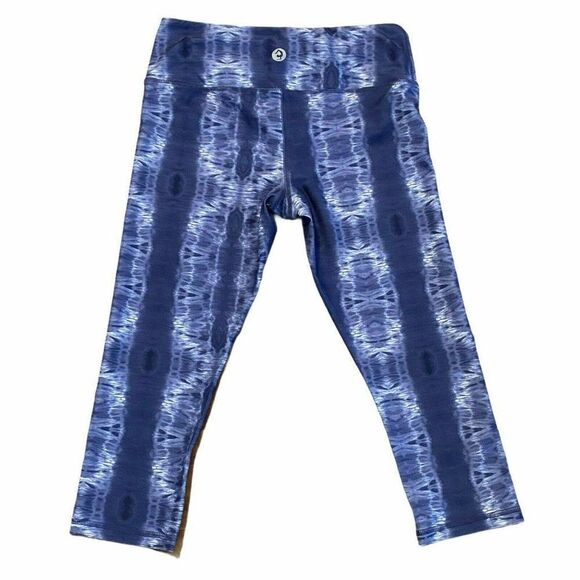 Scorpio Sol Tie Dye Capri Leggings Blue White SZ S - Picture 2 of 3